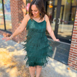 Daisy Fringe Emerald Green Dress-Dresses-Gilli-Peachy Keen Boutique, Women's Fashion Boutique, Located in Cape Girardeau and Dexter, MO