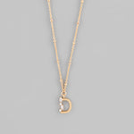 Gold Crystal Initial Necklace-Jewelry - Necklaces-Golden Stella-Peachy Keen Boutique, Women's Fashion Boutique, Located in Cape Girardeau and Dexter, MO