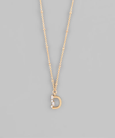 Gold Crystal Initial Necklace-Jewelry - Necklaces-Golden Stella-Peachy Keen Boutique, Women's Fashion Boutique, Located in Cape Girardeau and Dexter, MO