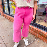 Hot Pink Distressed Hem Jeans-Bottoms - Denim-Zenana-Peachy Keen Boutique, Women's Fashion Boutique, Located in Cape Girardeau and Dexter, MO