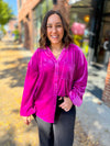 Abbie Magenta Velvet Button Down Top-Shirts & Tops-Jodifl-Peachy Keen Boutique, Women's Fashion Boutique, Located in Cape Girardeau and Dexter, MO