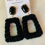 Taylor Velvet Rhinestone Earrings, Black-Jewelry - Earrings-Qingdao Dadongsheng Jewelry Co.-Peachy Keen Boutique, Women's Fashion Boutique, Located in Cape Girardeau and Dexter, MO