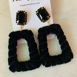 Taylor Velvet Rhinestone Earrings, Black-Jewelry - Earrings-Qingdao Dadongsheng Jewelry Co.-Peachy Keen Boutique, Women's Fashion Boutique, Located in Cape Girardeau and Dexter, MO