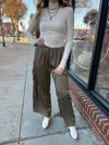 Olive Satin Cargo Pants-190 Leggins/Pants-Aureum-Peachy Keen Boutique, Women's Fashion Boutique, Located in Cape Girardeau and Dexter, MO