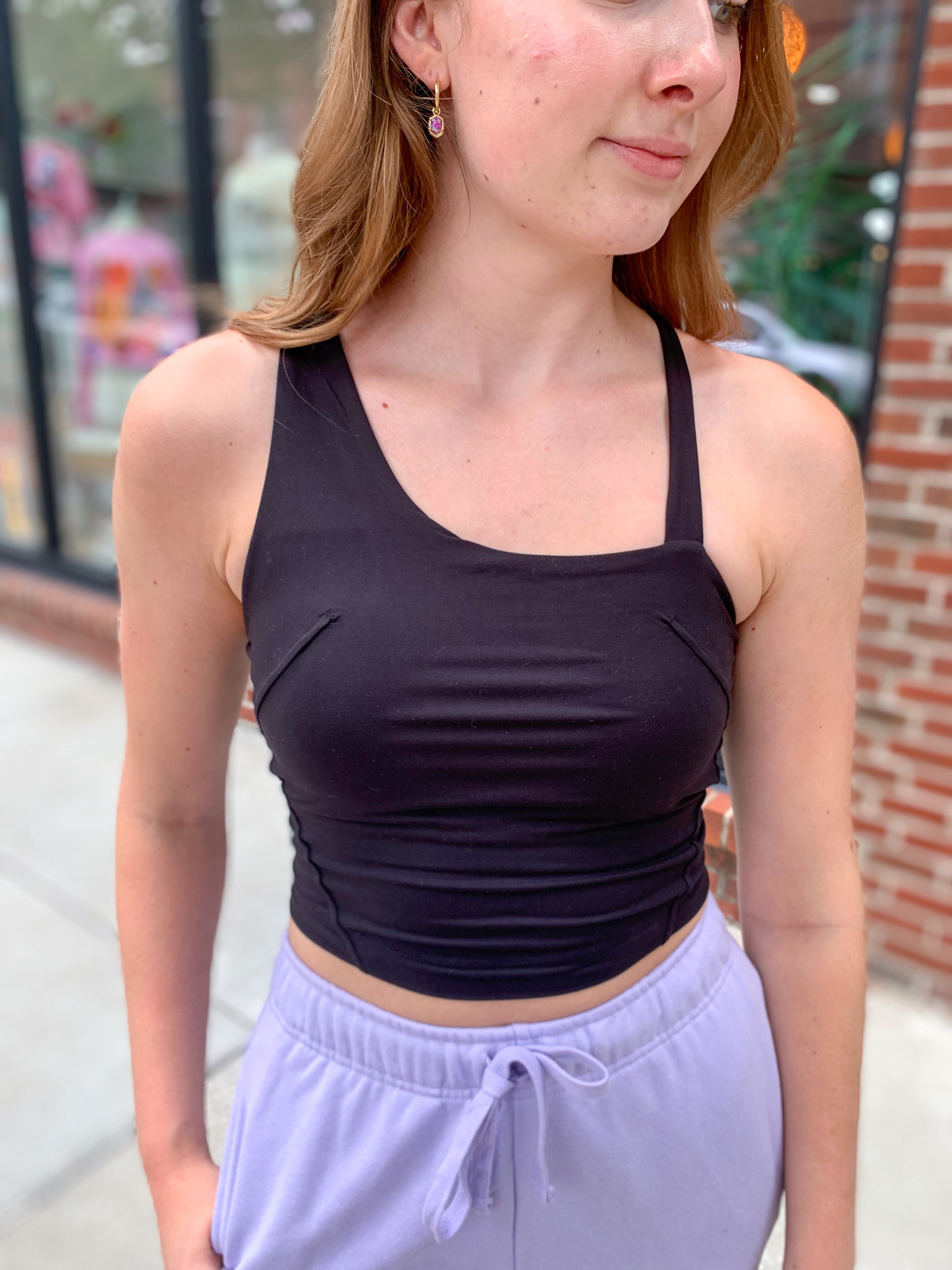 Katie Asymmetrical Strap Crop Top-Tops - Tanks-Rae Mode-Peachy Keen Boutique, Women's Fashion Boutique, Located in Cape Girardeau and Dexter, MO