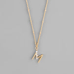 Gold Crystal Initial Necklace-Jewelry - Necklaces-Golden Stella-Peachy Keen Boutique, Women's Fashion Boutique, Located in Cape Girardeau and Dexter, MO