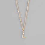 Gold Crystal Initial Necklace-Jewelry - Necklaces-Golden Stella-Peachy Keen Boutique, Women's Fashion Boutique, Located in Cape Girardeau and Dexter, MO