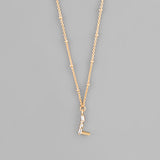 Gold Crystal Initial Necklace-Jewelry - Necklaces-Golden Stella-Peachy Keen Boutique, Women's Fashion Boutique, Located in Cape Girardeau and Dexter, MO