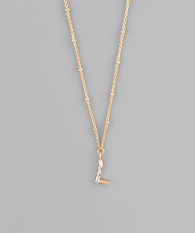 Gold Crystal Initial Necklace-Jewelry - Necklaces-Golden Stella-Peachy Keen Boutique, Women's Fashion Boutique, Located in Cape Girardeau and Dexter, MO