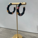 Black Colorful Flower Hoops-Jewelry - Earrings-Golden Stella-Peachy Keen Boutique, Women's Fashion Boutique, Located in Cape Girardeau and Dexter, MO