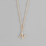 Gold Crystal Initial Necklace-Jewelry - Necklaces-Golden Stella-Peachy Keen Boutique, Women's Fashion Boutique, Located in Cape Girardeau and Dexter, MO