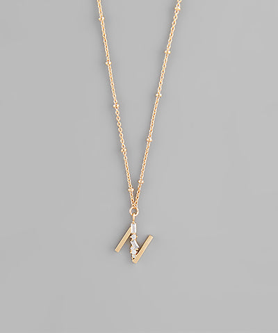 Gold Crystal Initial Necklace-Jewelry - Necklaces-Golden Stella-Peachy Keen Boutique, Women's Fashion Boutique, Located in Cape Girardeau and Dexter, MO