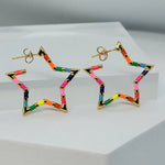 Dazzle Star Hoop Earrings-Jewelry - Earrings-Haute Mess Jewelry-Peachy Keen Boutique, Women's Fashion Boutique, Located in Cape Girardeau and Dexter, MO