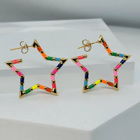 Dazzle Star Hoop Earrings-Earrings-Haute Mess Jewelry-Peachy Keen Boutique, Women's Fashion Boutique, Located in Cape Girardeau and Dexter, MO