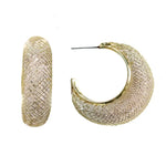 Gold Mesh Crystal Hoop Earrings-Jewelry - Earrings-Jocelyn-Peachy Keen Boutique, Women's Fashion Boutique, Located in Cape Girardeau and Dexter, MO