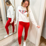 Redhawks Burst Cropped Sweatshirt-Tops - Sweatshirts-Mamie Ruth-Peachy Keen Boutique, Women's Fashion Boutique, Located in Cape Girardeau and Dexter, MO