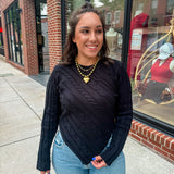 Beth Cable Knit Sweater Top-Shirts & Tops-Gilli-Peachy Keen Boutique, Women's Fashion Boutique, Located in Cape Girardeau and Dexter, MO