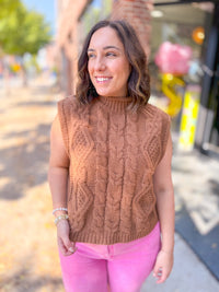 Latte Turtle Neck Knit Sweater Vest-Shirts & Tops-&Merci-Peachy Keen Boutique, Women's Fashion Boutique, Located in Cape Girardeau and Dexter, MO