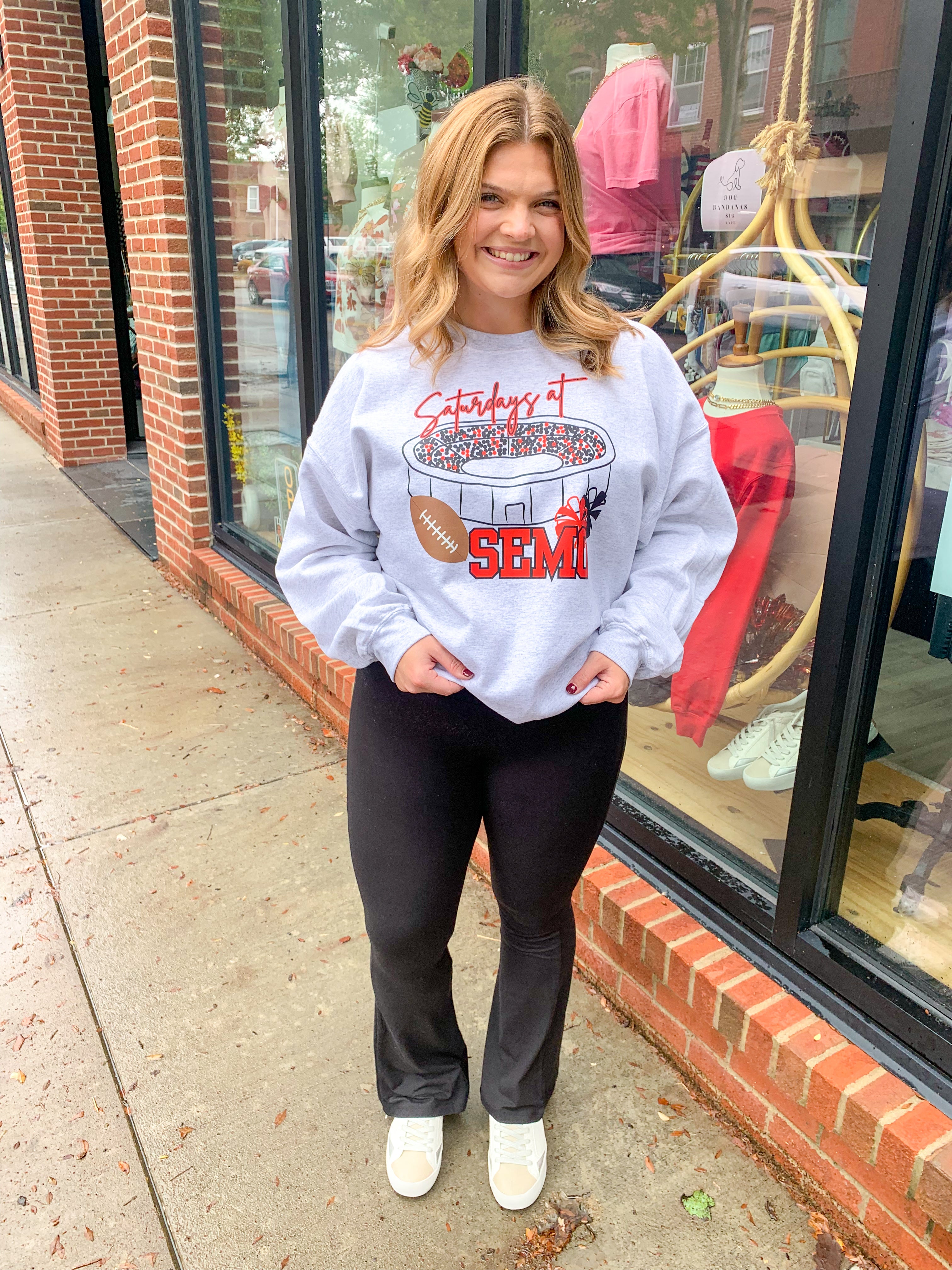 SEMO Stadium Gameday Crewneck-Tops - Sweatshirts-Peachy Keen Boutique-Peachy Keen Boutique, Women's Fashion Boutique, Located in Cape Girardeau and Dexter, MO