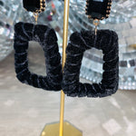 Taylor Velvet Rhinestone Earrings, Black-Jewelry - Earrings-Qingdao Dadongsheng Jewelry Co.-Peachy Keen Boutique, Women's Fashion Boutique, Located in Cape Girardeau and Dexter, MO