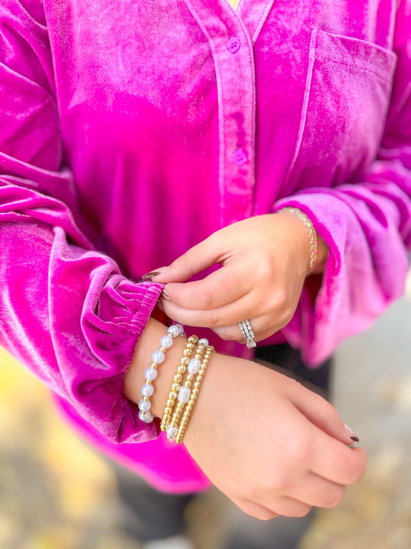 Abbie Magenta Velvet Button Down Top-Shirts & Tops-Jodifl-Peachy Keen Boutique, Women's Fashion Boutique, Located in Cape Girardeau and Dexter, MO