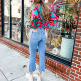 HIDDEN | Happi Medium Light Wash High Waist Frayed Crop Flare Jean-Bottoms - Denim-Hidden-Peachy Keen Boutique, Women's Fashion Boutique, Located in Cape Girardeau and Dexter, MO