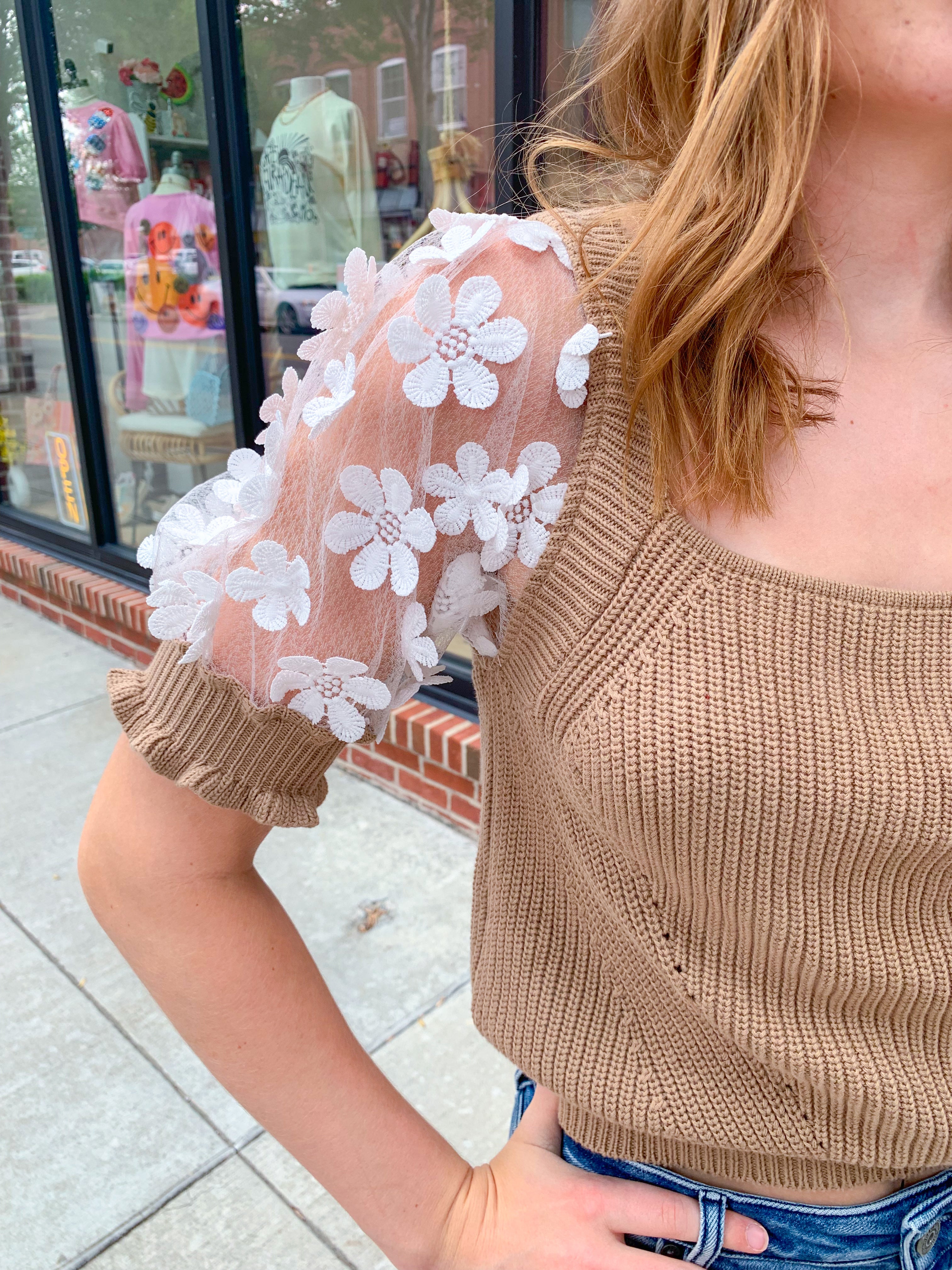 Myra Floral Sleeve Top-Tops-So Me-Peachy Keen Boutique, Women's Fashion Boutique, Located in Cape Girardeau and Dexter, MO