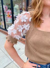 Myra Floral Sleeve Top-Shirts & Tops-So Me-Peachy Keen Boutique, Women's Fashion Boutique, Located in Cape Girardeau and Dexter, MO