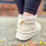 Cream Corduroy Ankle Bootie-Shoes - Boots-Chinese Laundry-Peachy Keen Boutique, Women's Fashion Boutique, Located in Cape Girardeau and Dexter, MO