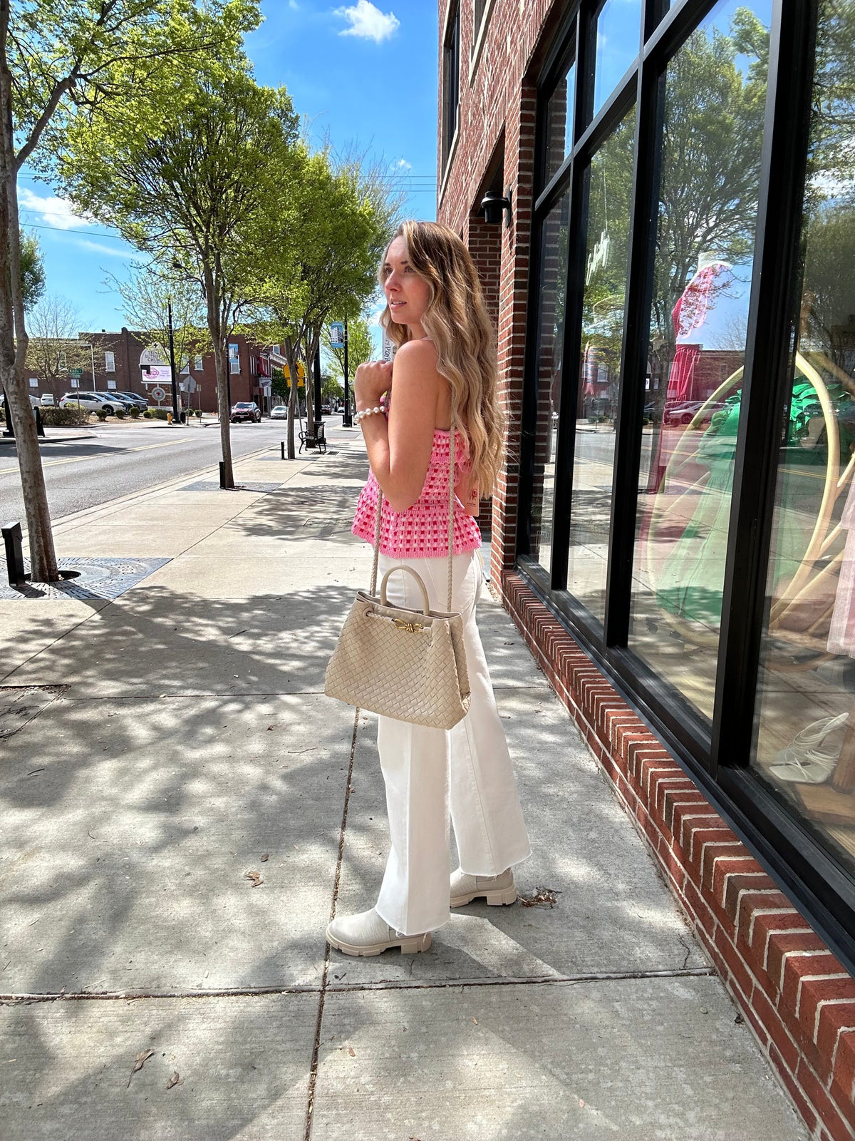Ivory Quilted Handbag with Gold Detail-241 Purses/Wallets-BC-Peachy Keen Boutique, Women's Fashion Boutique, Located in Cape Girardeau and Dexter, MO