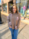 Brown Sweater with Pink Bows-Tops - Sweaters-Le LIs-Peachy Keen Boutique, Women's Fashion Boutique, Located in Cape Girardeau and Dexter, MO