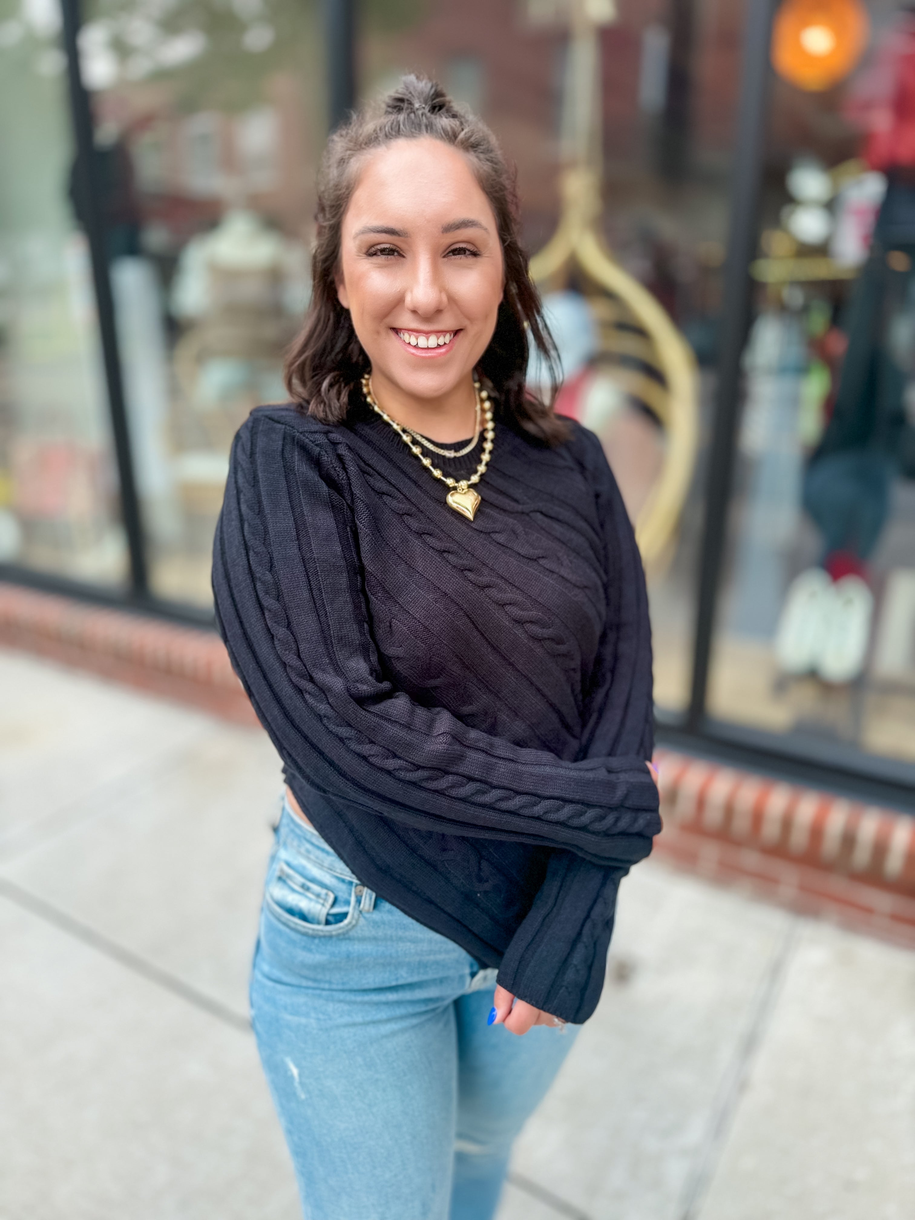 Beth Cable Knit Sweater Top-Shirts & Tops-Gilli-Peachy Keen Boutique, Women's Fashion Boutique, Located in Cape Girardeau and Dexter, MO