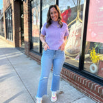 HIDDEN | Happi Medium Light Wash High Waist Frayed Crop Flare Jean-Bottoms - Denim-Hidden-Peachy Keen Boutique, Women's Fashion Boutique, Located in Cape Girardeau and Dexter, MO