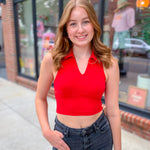 Tina Collared Cropped Sports Tank-Shirts & Tops-Rae Mode-Peachy Keen Boutique, Women's Fashion Boutique, Located in Cape Girardeau and Dexter, MO