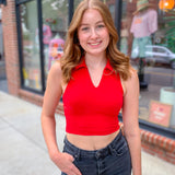 Tina Collared Cropped Sports Tank-Shirts & Tops-Rae Mode-Peachy Keen Boutique, Women's Fashion Boutique, Located in Cape Girardeau and Dexter, MO