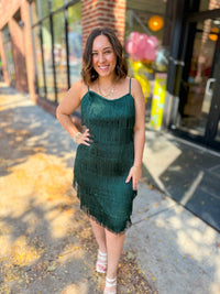 Daisy Fringe Emerald Green Dress-Dresses-Gilli-Peachy Keen Boutique, Women's Fashion Boutique, Located in Cape Girardeau and Dexter, MO