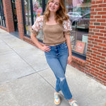 Myra Floral Sleeve Top-Tops-So Me-Peachy Keen Boutique, Women's Fashion Boutique, Located in Cape Girardeau and Dexter, MO