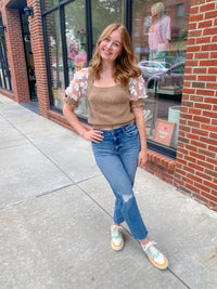 Myra Floral Sleeve Top-Shirts & Tops-So Me-Peachy Keen Boutique, Women's Fashion Boutique, Located in Cape Girardeau and Dexter, MO