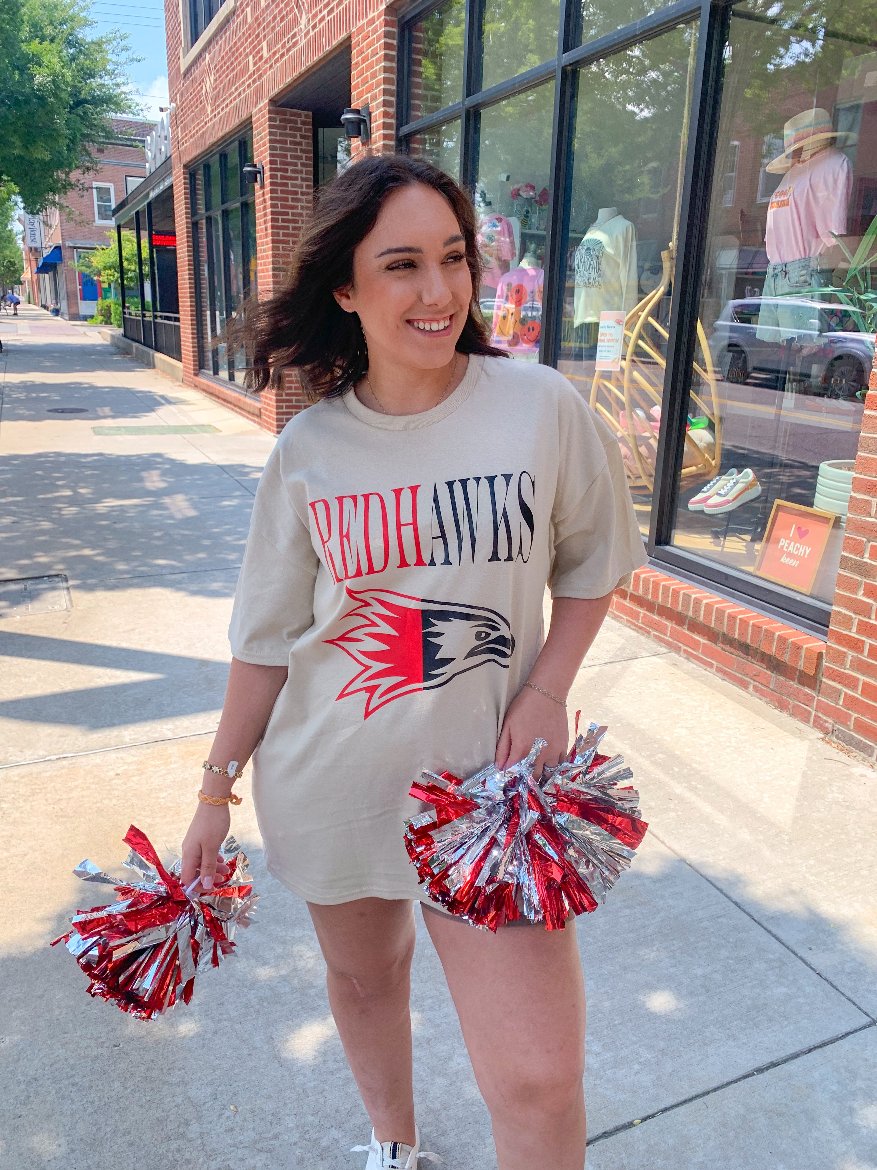 REDHAWKS Red & Black Tee-Tops - Tees-Peachy Keen Boutique-Peachy Keen Boutique, Women's Fashion Boutique, Located in Cape Girardeau and Dexter, MO