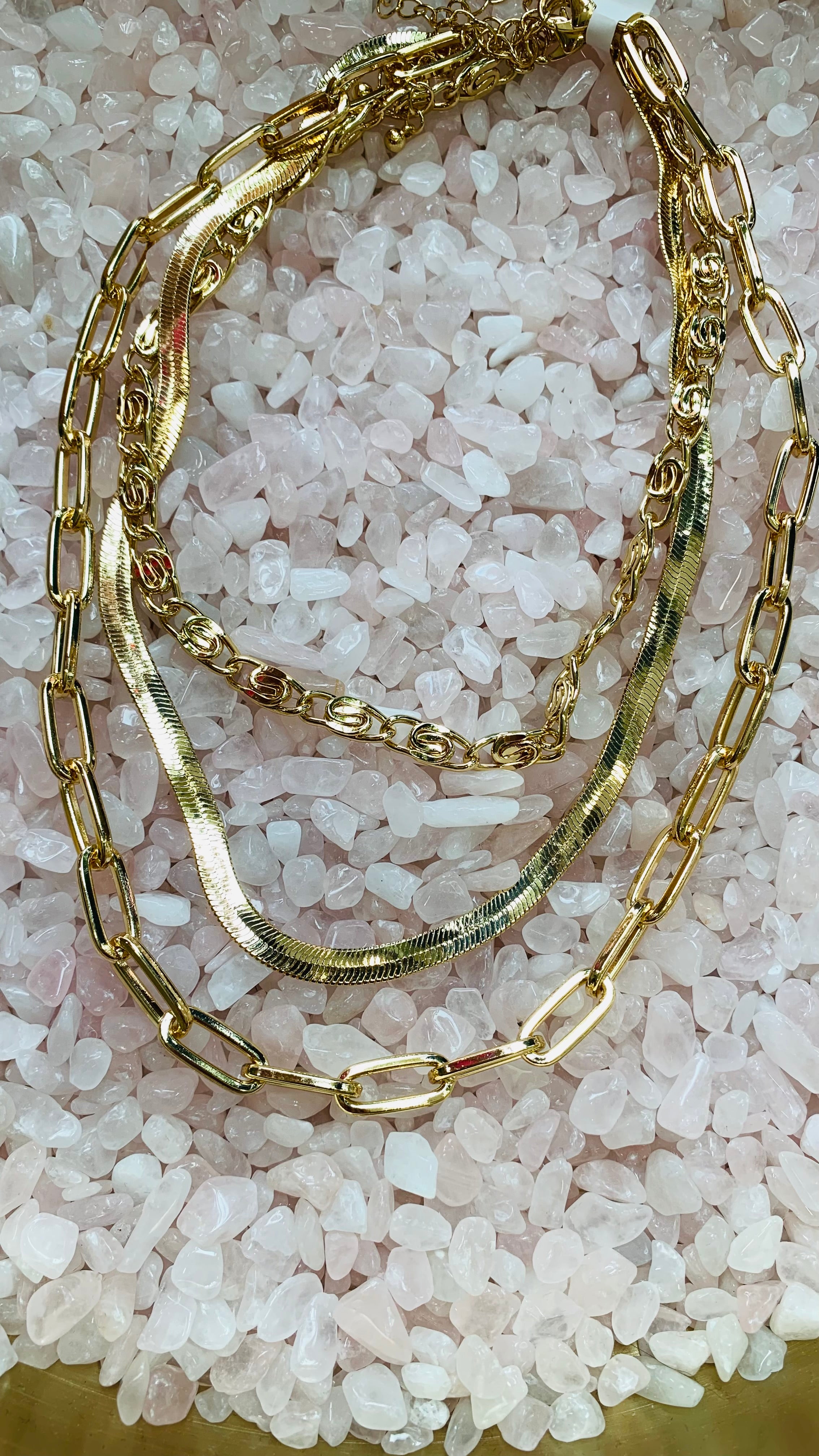 Shayla Tri Chain Gold Necklaces-Jewelry - Necklaces-Kenze Panne-Peachy Keen Boutique, Women's Fashion Boutique, Located in Cape Girardeau and Dexter, MO