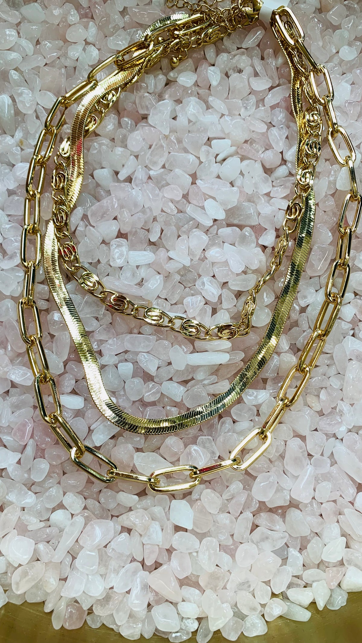 Shayla Tri Chain Gold Necklaces-Necklace-Kenze Panne-Peachy Keen Boutique, Women's Fashion Boutique, Located in Cape Girardeau and Dexter, MO