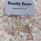 Mary Gold Hoop Cross Earrings-Jewelry - Earrings-Haute Mess Jewelry-Peachy Keen Boutique, Women's Fashion Boutique, Located in Cape Girardeau and Dexter, MO