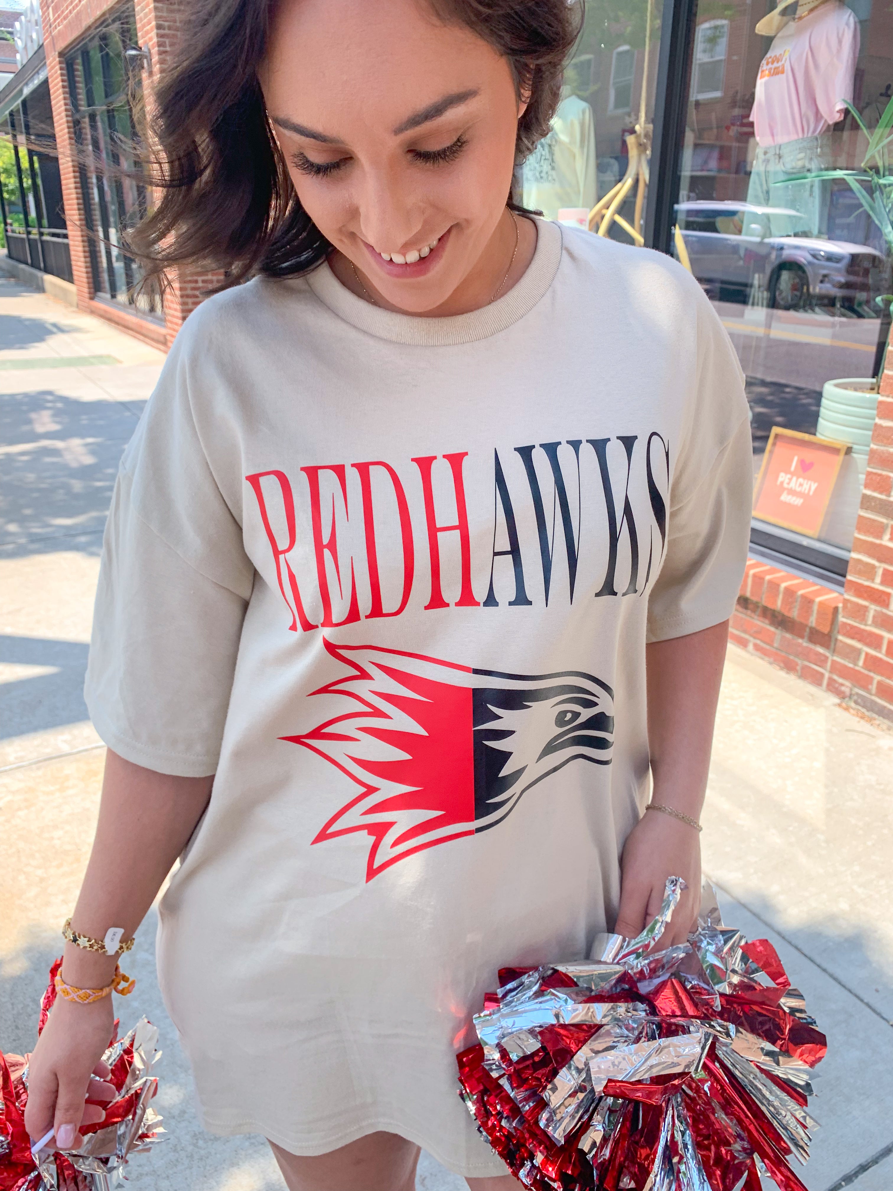 REDHAWKS Red & Black Tee-Tops - Tees-Peachy Keen Boutique-Peachy Keen Boutique, Women's Fashion Boutique, Located in Cape Girardeau and Dexter, MO