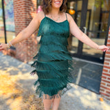 Daisy Fringe Emerald Green Dress-Dresses-Gilli-Peachy Keen Boutique, Women's Fashion Boutique, Located in Cape Girardeau and Dexter, MO