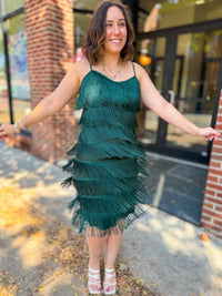 Daisy Fringe Emerald Green Dress-Dresses-Gilli-Peachy Keen Boutique, Women's Fashion Boutique, Located in Cape Girardeau and Dexter, MO