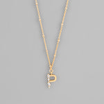 Gold Crystal Initial Necklace-Jewelry - Necklaces-Golden Stella-Peachy Keen Boutique, Women's Fashion Boutique, Located in Cape Girardeau and Dexter, MO