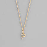 Gold Crystal Initial Necklace-Jewelry - Necklaces-Golden Stella-Peachy Keen Boutique, Women's Fashion Boutique, Located in Cape Girardeau and Dexter, MO