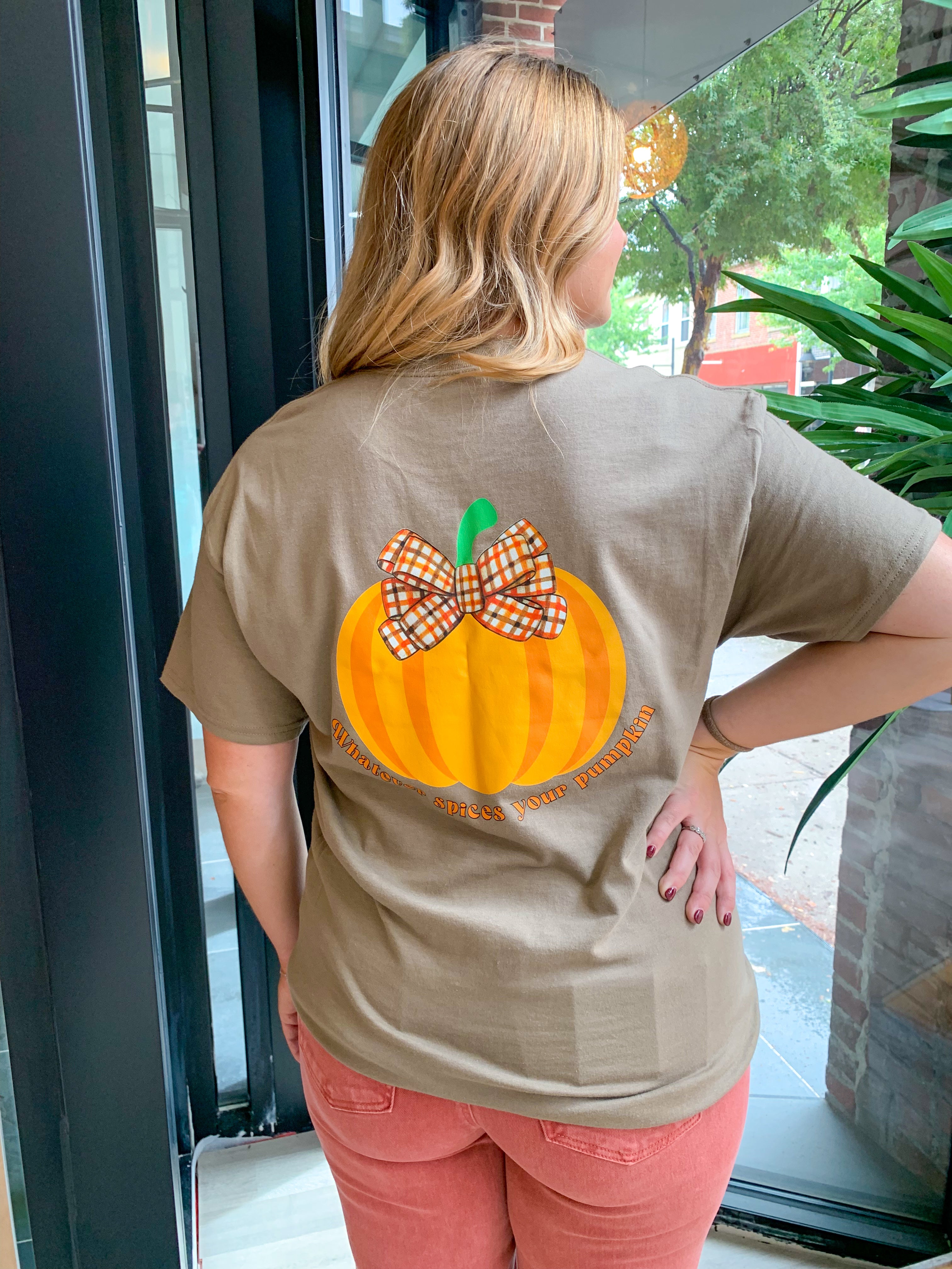 Whatever Spices Your Pumpkin Graphic Tee-130 Graphic T's-Peachy Keen Boutique-Peachy Keen Boutique, Women's Fashion Boutique, Located in Cape Girardeau and Dexter, MO