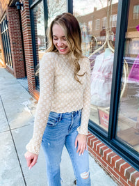 Cream Textured Flare Sleeve Top-Long Sleeve Shirt-Promesa-Peachy Keen Boutique, Women's Fashion Boutique, Located in Cape Girardeau and Dexter, MO