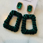 Taylor Velvet Rhinestone Earrings, Emerald-Jewelry - Earrings-Qingdao Dadongsheng Jewelry Co.-Peachy Keen Boutique, Women's Fashion Boutique, Located in Cape Girardeau and Dexter, MO